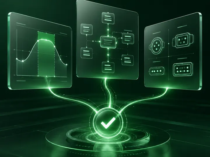 String voltage window, protocol and connector type checked against the existing system