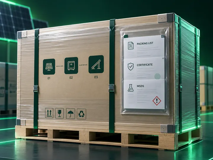System packed on one pallet with packing list, certificate and MSDS in the document pocket