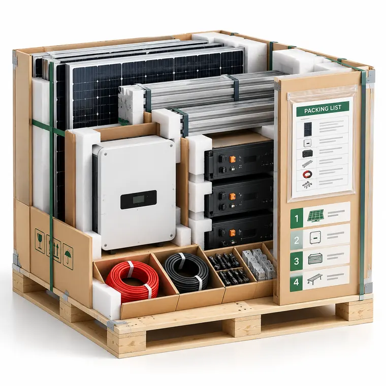 System packed on one pallet with packing list on the outside